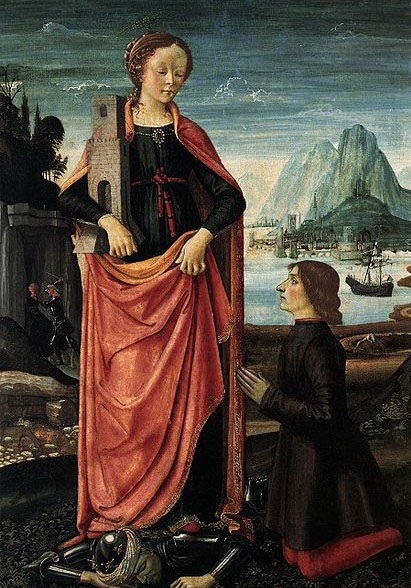 St Barbara Crushing her Infidel Father, with a Kneeling Donor